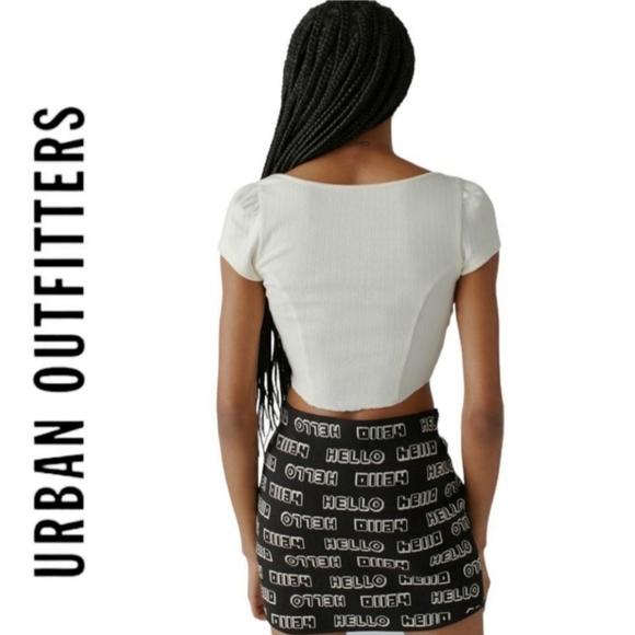 Urban Outfitters new without tags Hello skirt sz small black and white mini - Picture 6 of 7
